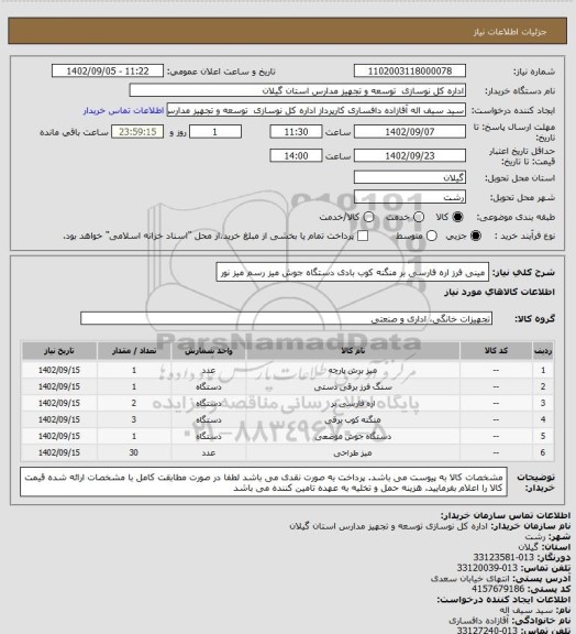 استعلام مینی فرز
اره فارسی بر
منگنه کوب بادی
دستگاه جوش
میز رسم
میز نور