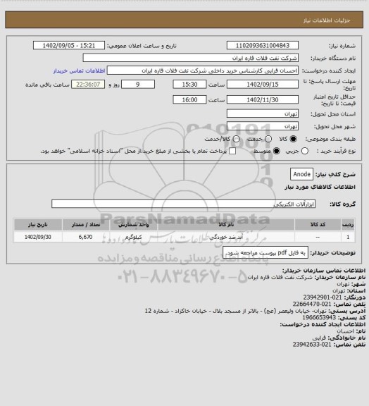 استعلام Anode