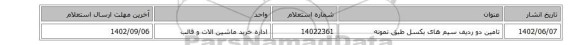 تامین دو ردیف سیم های بکسل طبق نمونه