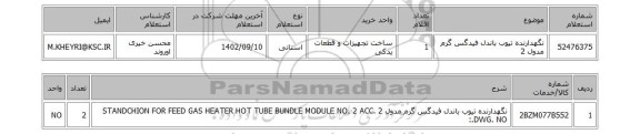 استعلام، نگهدارنده تیوب باندل فیدگس گرم مدول 2