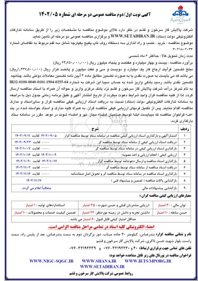 مناقصه خرید ، نصب و راه اندازی سه دستگاه روف تاپ پکیج یکپارچه
