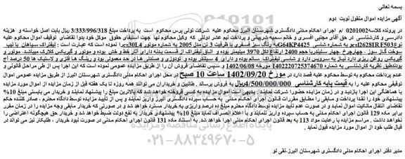 مزایده فروش لیفتراک سپاهان با تیپ cs30Lبه رنگ سبز فسفری با ظرفیت 3 تن مدل 2005