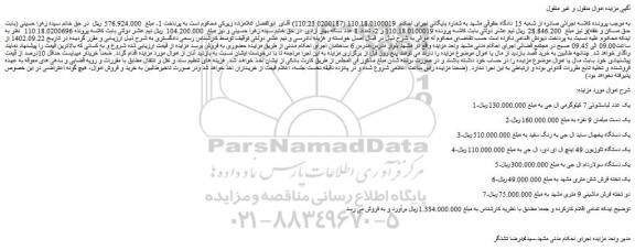 مزایده فروش یک عدد لباسشوئی 7 کیلوگرمی ال جی و...