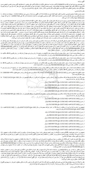 مزایده فروش سهام شرکت