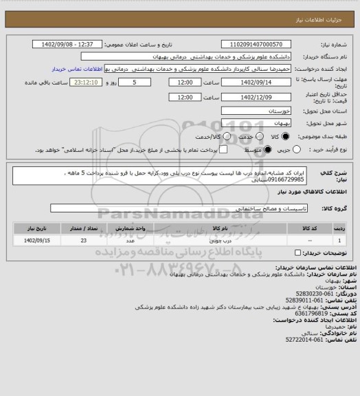 استعلام ایران کد مشابه،اندازه درب ها لیست پیوست نوع درب پلی وود،کرایه حمل با فرو شنده پرداخت 5 ماهه ،09166729985سنایی