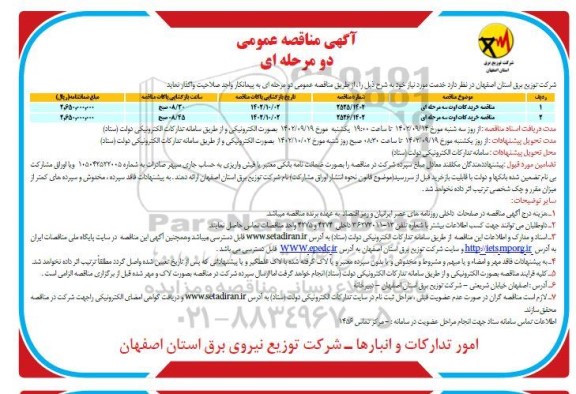 مناقصه ،مناقصه خرید کات اوت سه مرحله ای ..