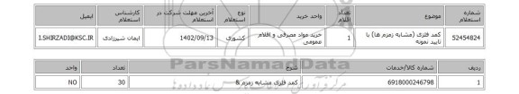 استعلام، کمد فلزی (مشابه زمزم ها) با تایید نمونه