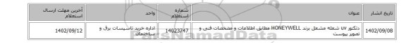 دتکتور uv شعله مشعل برند HONEYWELL مطابق اطلاعات و مضخصات فنی و تصویر پیوست