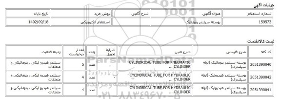 استعلام الکترونیکی، پوسته سیلندر پنوماتیک