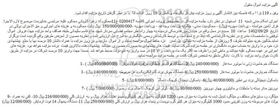 مزایده دستگاه خم خاموت زنی با موتور سه فاز ...