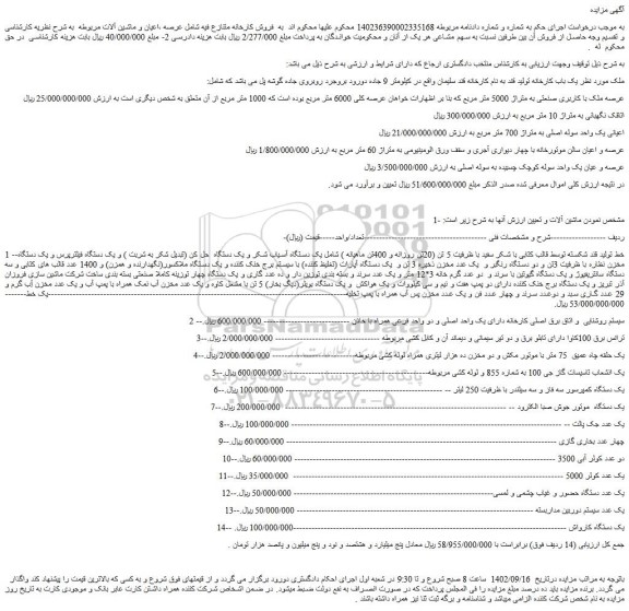 مزایده ملک با کاربری صنعتی به متراژ 5000 متر مربع