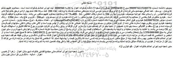 مزایده فروش خودرو سیستم پژو ، تیپ206 ، کاربری هاچ بک ، مدل 1384