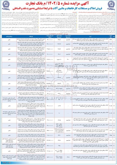 مزایده فروش املاک و مستغلات، کارخانجات و ماشین آلات با شرایط استثنایی به صورت نقد و اقساطی
