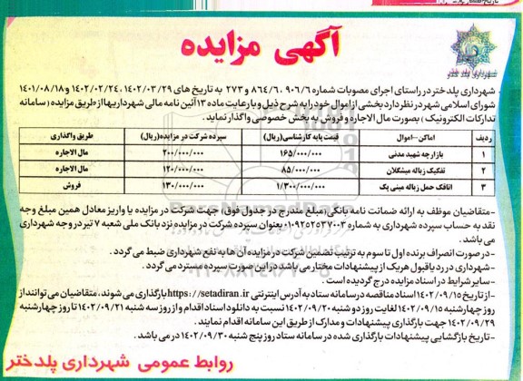 مزایده واگذاری اموال ...