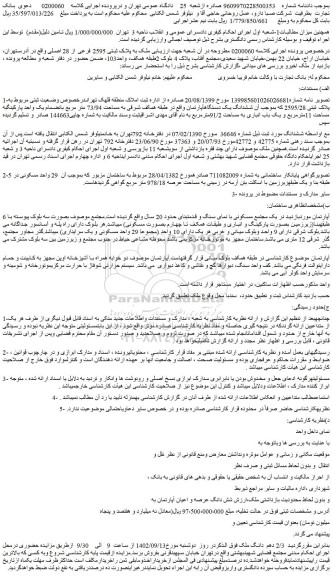 مزایده فروش ملک به پلاک ثبتی 2595 فرعی از 28 اصلی