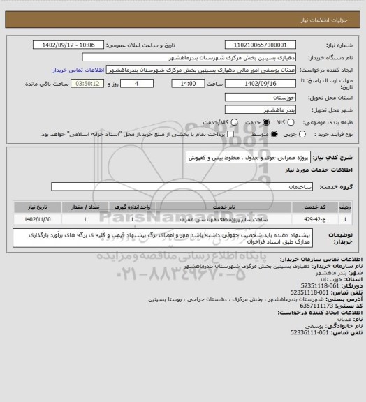 استعلام پروژه عمرانی جوی و جدول ، مخلوط بیس و کفپوش