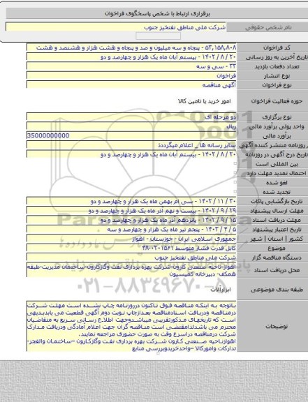 مناقصه, کابل قدرت فشار متوسط ۰۲۰۱۵۶۱-۴۸