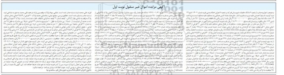 مزایده مقدار دو سهم مشاع از ده سهم عرصه و اعیان پلاک 40 فرعی