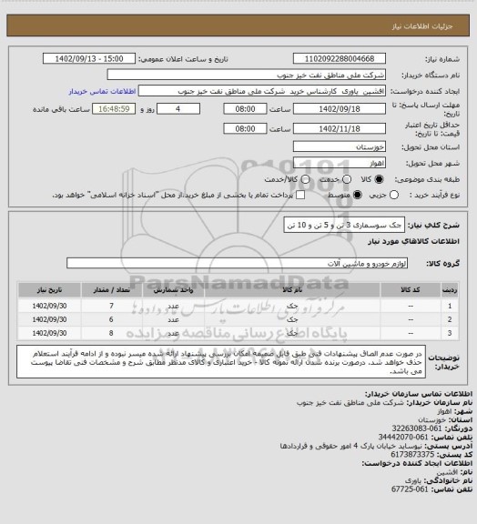 استعلام جک سوسماری 3 تن و 5 تن و 10 تن