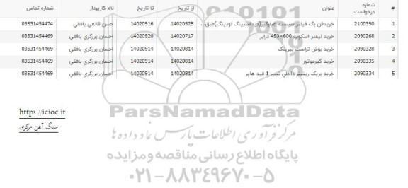 استعلام خرید فن بگ فیلتر سیستم غبارگیر و ...
