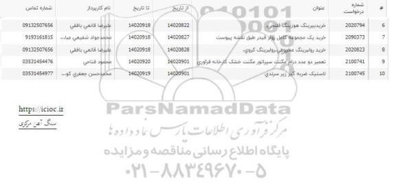 استعلام تعمیر دو عدد درام مگنت سپراتور مگنت خشک کارخانه فرآوری و...