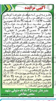 مزایده فروش یک واحد مسکونی - تجاری ویلایی در دو طبقه همکف