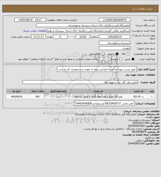 استعلام طبق لیست پیوست- هزینه طراحی پروژه به عهده برنده ومجری کار میباشد