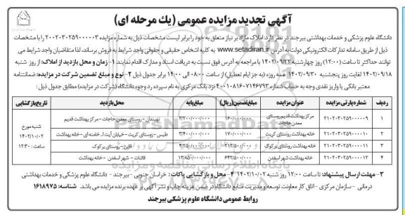 مزایده فروش املاک مازاد