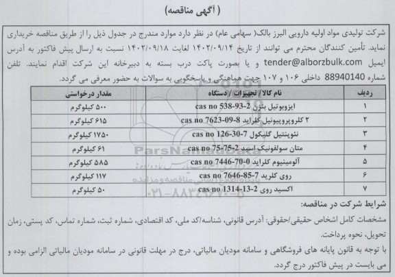 مناقصه ایزوبوتیل بنزن cas no 538-93-2 ...