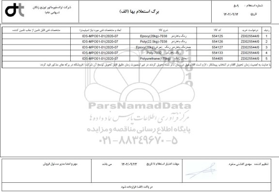 استعلام رنگ با هاردنر و ...