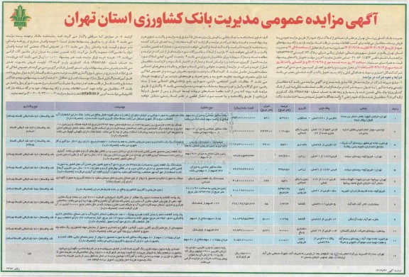 مزایده فروش تعدادی از املاک مازاد 