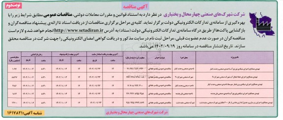 مناقصه تهیه ی مصالح و اجرای شبکه ی توزیع آب ناحیه صنعتی.... ​​​​​​​نوبت دوم 