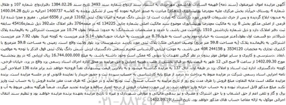 مزایده شش دانگ عرصه و اعیان پلاک ثبتی 13162 فرعی از 6556 اصلی