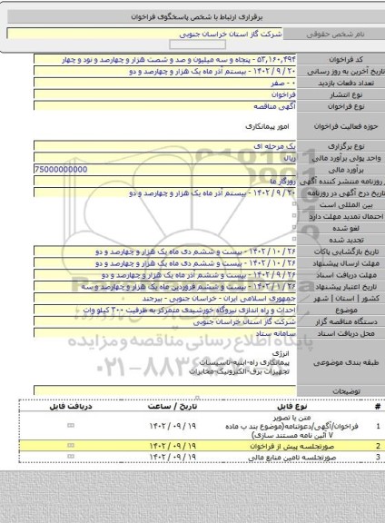 مناقصه, احداث و راه اندازی نیروگاه خورشیدی متمرکز به ظرفیت ۳۰۰ کیلو وات