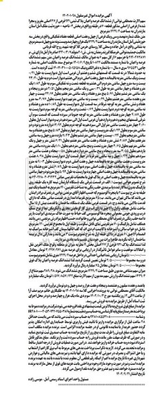 مزایده فروش ششدانگ عرصه و اعیان پلاک ثبتی 931 فرعی از 47 اصلی به مساحت 1429.4 مترمربع 