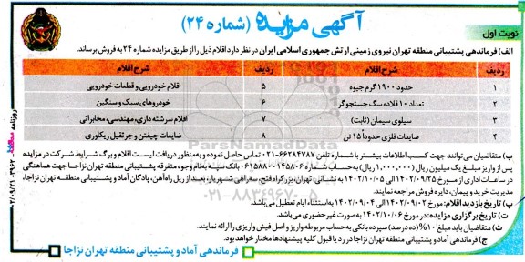 مزایده حدود 1900 گرم جیوه و ...