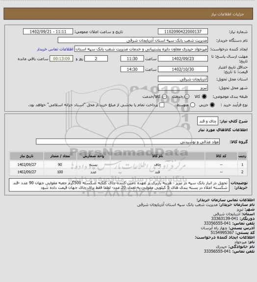 استعلام چای و قند