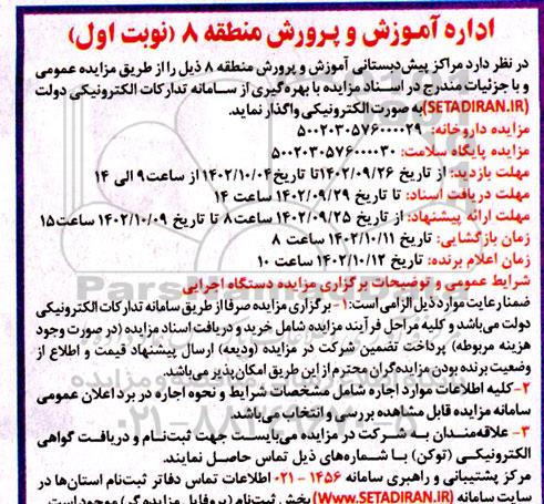 مزایده واگذاری مراکز پیش دبستانی 