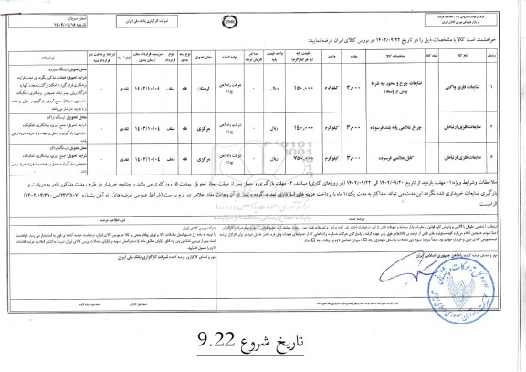 استعلام فروش ضایعات فلزی واگنی و ضایعات فلزی ارتباطی