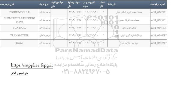 استعلام وسایل مخابراتی و الکترونیکی