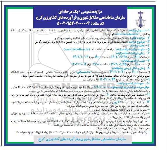 مزایده اعطای نمایندگی در بهره برداری از غرفه 25 بازار روز 