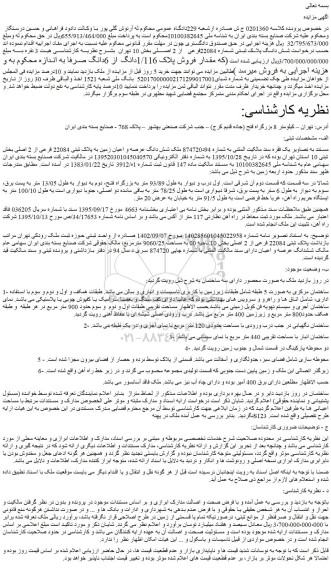 مزایده فروش پلاک 1/116دانگ از 6دانگ