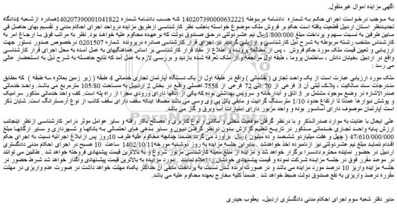 مزایده یک واحد تجاری ( خدماتی )