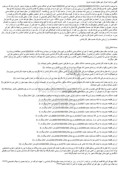 م زایده ارزش قطعه معروف به تکه بمساحت حدود 2265مترمربع