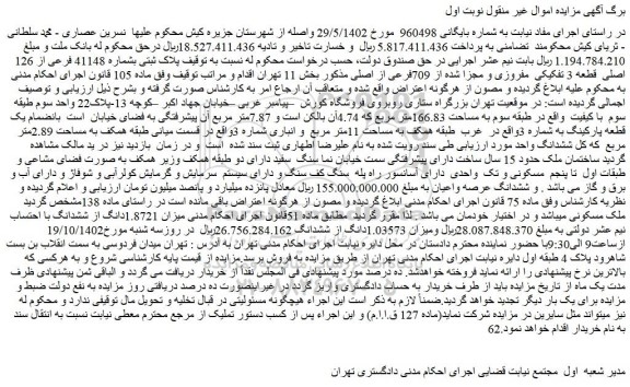 مزایده پلاک ثبتی بشماره 41148 فرعی از 126 اصلی