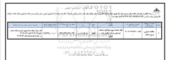فراخوان ارزیابی کیفی ارائه خدمات مورد نیاز اداره خدمات اجتماعی