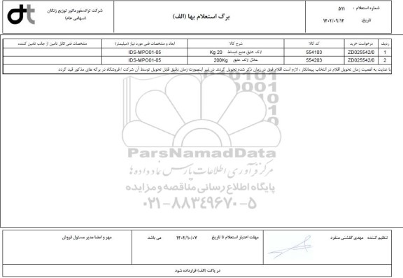 استعلام لاک عایق منبع انبساط و حلال لاک عایق