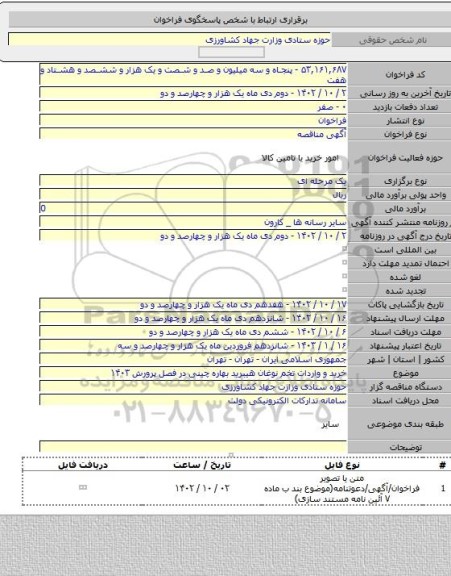 مناقصه, خرید و واردات تخم نوغان هیبرید بهاره چینی در فصل پرورش ۱۴۰۳