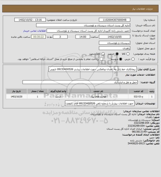 استعلام پیمانکاری خط زابل به زاهدان وبالعکس جهت اطلاعات بیشتر 09153400526 نارویی