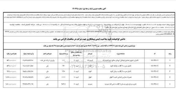 مناقصه تکمیل و تجهیز مجتمع فرهنگی ....